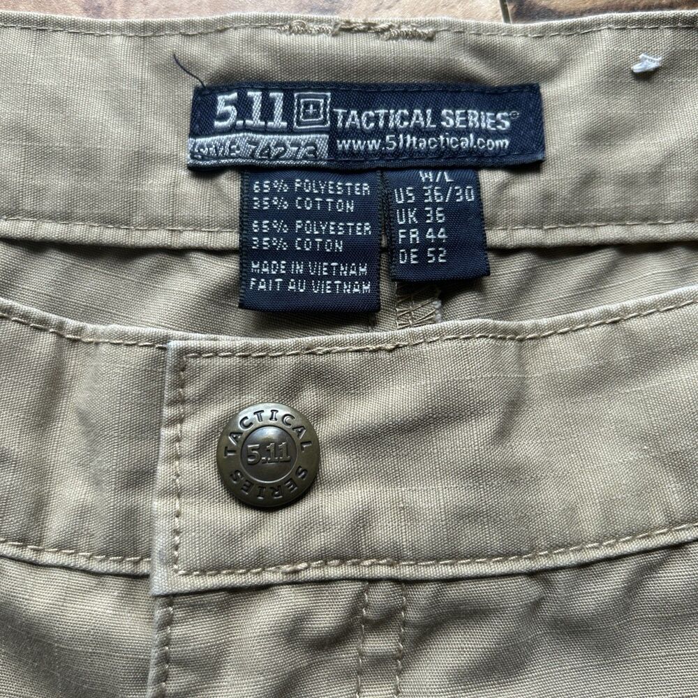 5.11 Tactical Men’s 36x29 Tan Taclite Pro RipStop Double Knee Hiking Cargo Pants - Picture 4 of 7